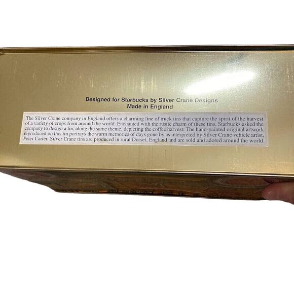 Vintage Starbucks Coffee Tin with Lid Delivery Truck Silver Crane Designs 10x7 - Picture 5 of 5